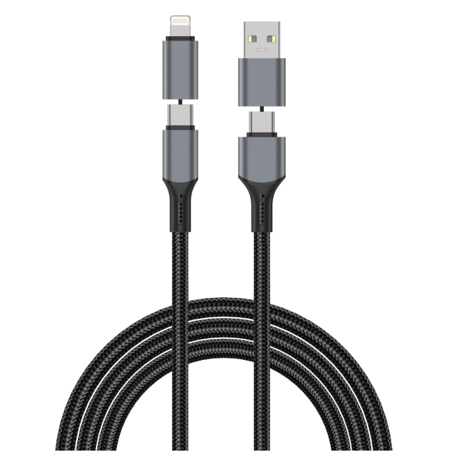 Raptor Pro 240 W 4-in-1 USB-A/C to USB-C/Lightning Cable (1.2 m) | WiWU