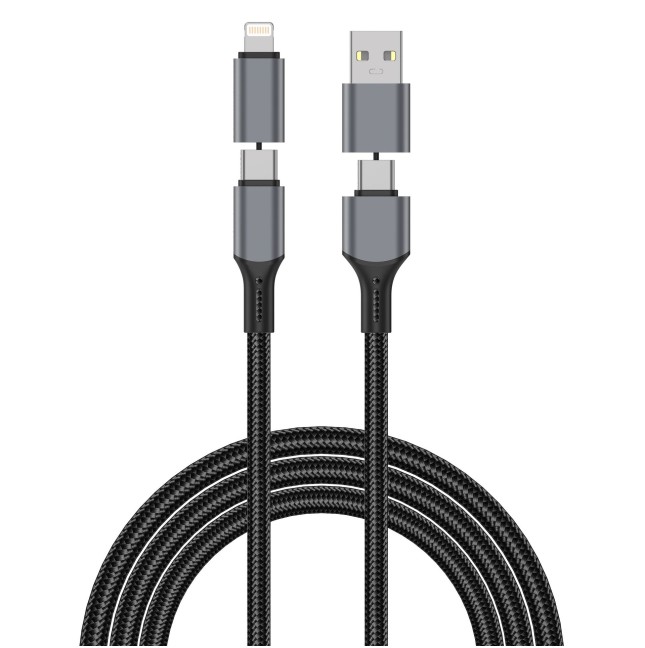Raptor Pro 240 W 4-in-1 USB-A/C to USB-C/Lightning Cable (1.2 m) | WiWU