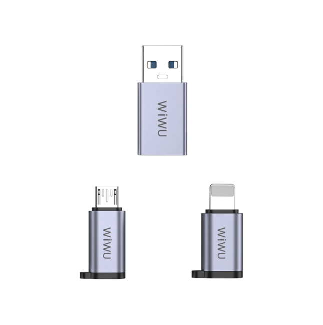 Adaptador 3 en 1 USB-C a USB-A, Lightning y Micro USB OTG | WiWU