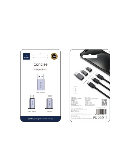 Adaptador 3 en 1 USB-C a USB-A, Lightning y Micro USB OTG | WiWU