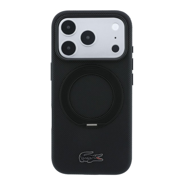 Lacoste case for iPhone 18 Pro Max/17 Pro Max with Magsafe stand Petit Pique (Black)
