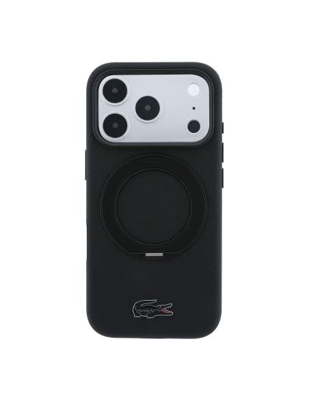 Lacoste case for iPhone 18 Pro Max/17 Pro Max with Magsafe stand Petit Pique (Black)