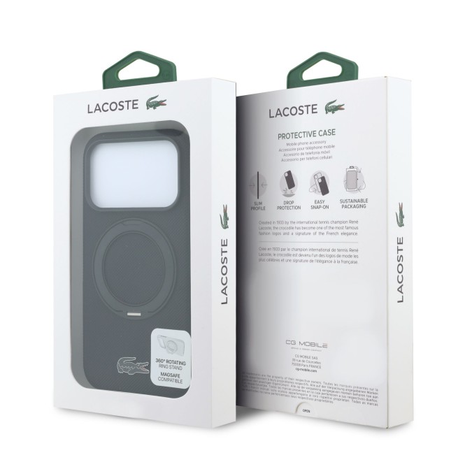 Lacoste case for iPhone 18 Pro Max/17 Pro Max with Magsafe stand Petit Pique (Black)