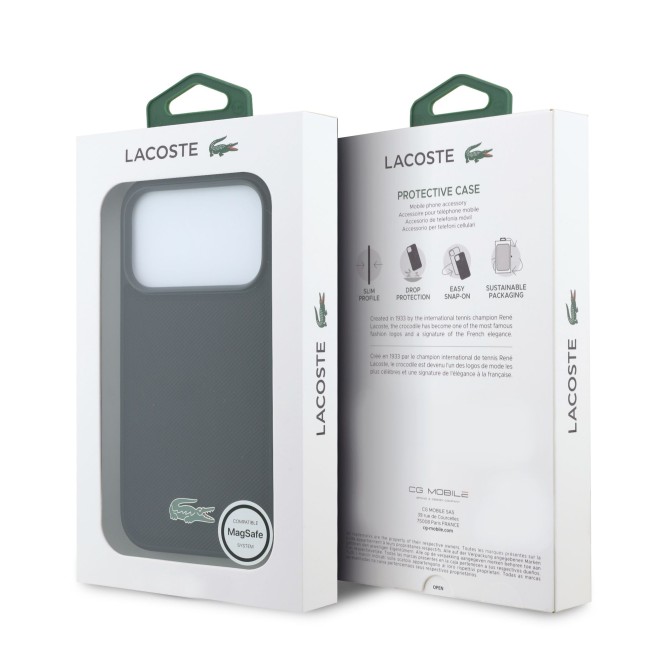 Funda Lacoste para iPhone 18 Pro/17 Pro con Magsafe Petit Piqué (Negro)