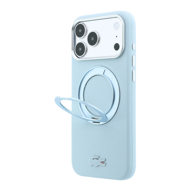 Funda Lacoste para iPhone 18 Pro Max/17 Pro Max con soporte Magsafe Petit Pique (Azul claro)