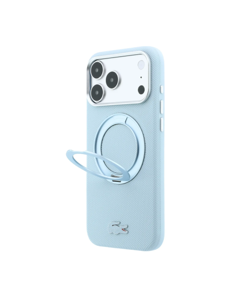 Lacoste case for iPhone 18 Pro Max/17 Pro Max with Magsafe stand Petit Pique (Light blue)