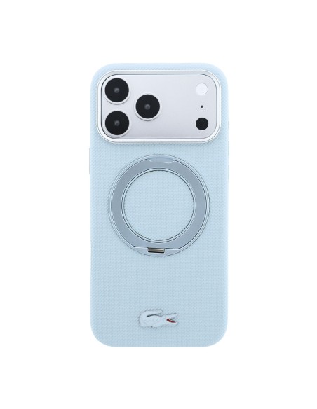 Lacoste case for iPhone 18 Pro Max/17 Pro Max with Magsafe stand Petit Pique (Light blue)