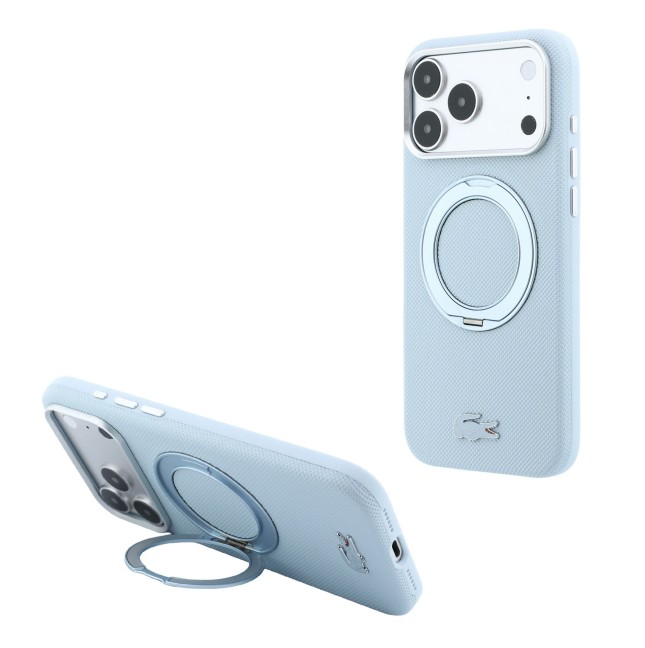 Lacoste case for iPhone 18 Pro Max/17 Pro Max with Magsafe stand Petit Pique (Light blue)