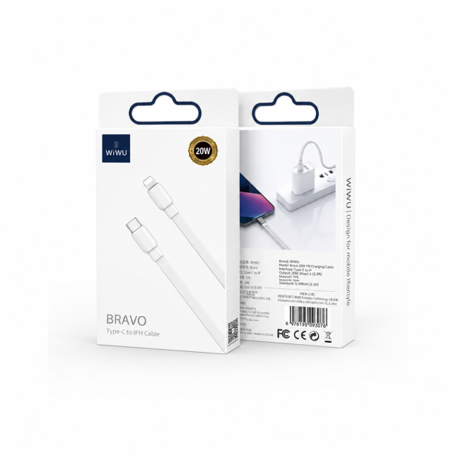 Cable USB-C a Lightning 20 W Bravo Blanco (1 m) | WiWU