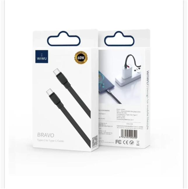 Cable USB-C a USB-C 20 W Bravo Negro (1 m) | WiWU