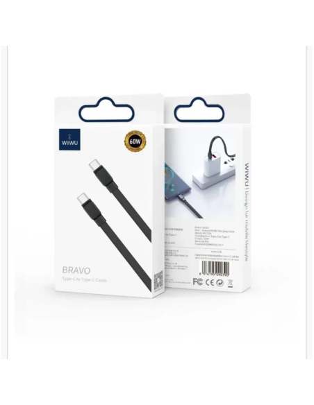 Cable USB-C a USB-C 20 W Bravo Negro (1 m) | WiWU