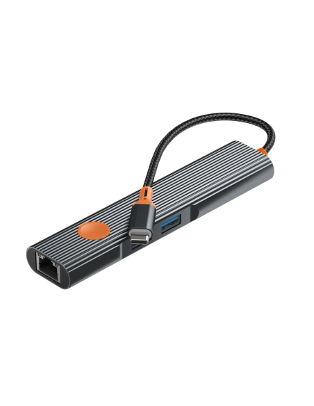 Hub 5 en 1 USB-C a HDMI 4K, 2 USB-A, USB-C y Puerto RJ45 Travel