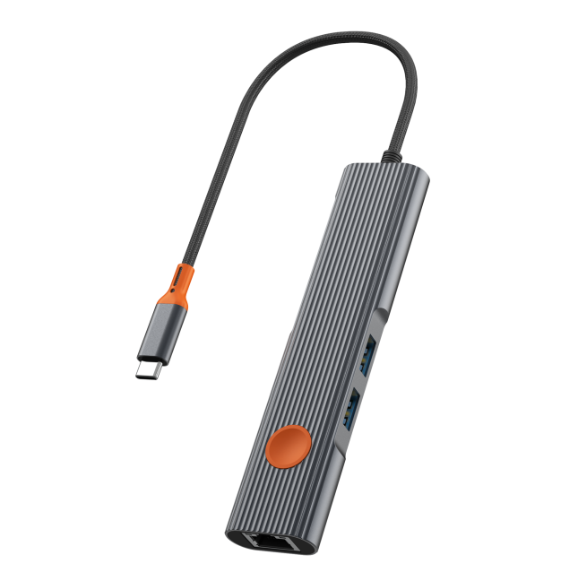 Hub 5 en 1 USB-C a HDMI 4K, 2 USB-A, USB-C y Puerto RJ45 Travel