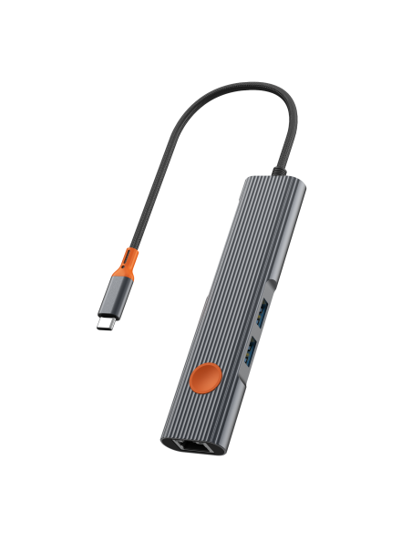 Hub 5 en 1 USB-C a HDMI 4K, 2 USB-A, USB-C y Puerto RJ45 Travel