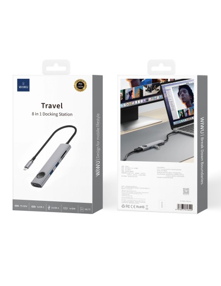 USB-C 8-in-1 Hub with 4K HDMI, 100W PD, 2 USB-A, 2 USB-C, SD & TF Travel