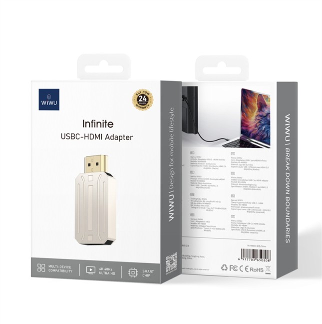 Adaptador USB-C a HDMI 4K Ultra HD Vídeo y Audio | WiWU