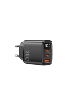 Cargador GaN 1 USB-A + 2 USB-C 30 W con Pantalla Digital Firefly
