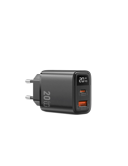 Cargador GaN USB-A + USB-C 20 W con Pantalla Digital Firefly