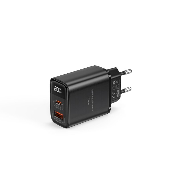 Cargador GaN USB-A + USB-C 20 W con Pantalla Digital Firefly
