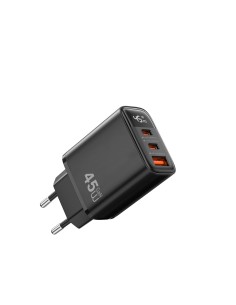 45W GaN Charger with 1 USB-A + 1 USB-C Port and Digital Display Firefly 2