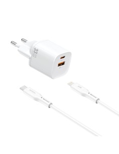 33W GaN USB-A & USB-C Charger with USB-C to Lightning Cable Cube 2