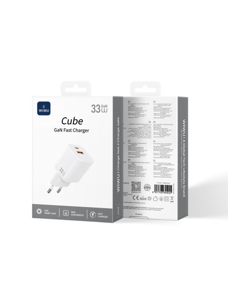 Cargador GaN USB-A y USB-C 33W Cube