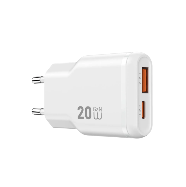 Cargador ultracompacto PD GaN de 20 W con USB-A y USB-C Essen