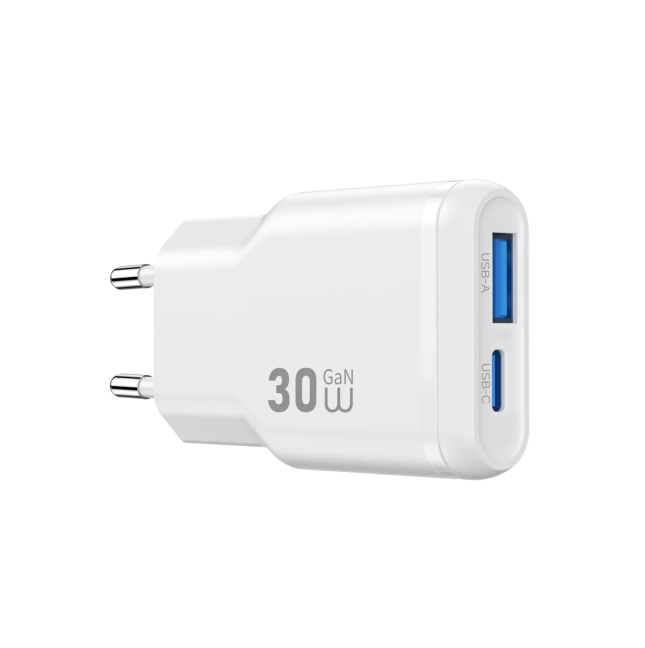 30 W Ultra-Compact GaN PD Charger with USB-A and USB-C Essen