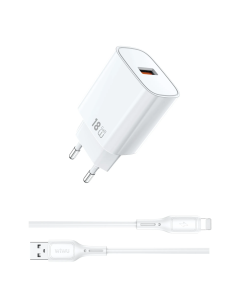 18 W GaN Fast Charger with USB-A to Lightning Cable Essen