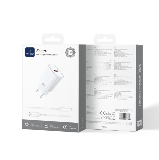 18 W GaN Fast Charger with USB-A to Lightning Cable Essen