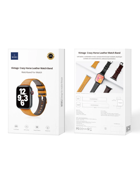 38/40/41mm Camel Correa de Cuero iWatch