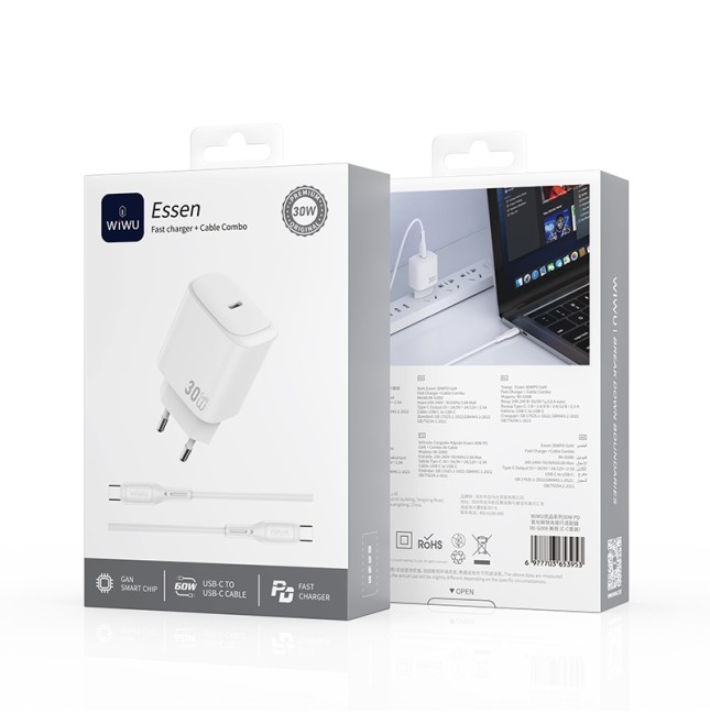 30 W GaN PD USB-C Charger with USB-C to USB-C Cable Essen