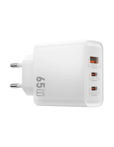 65 W GaN PD Fast Charger with USB-A and 2 USB-C