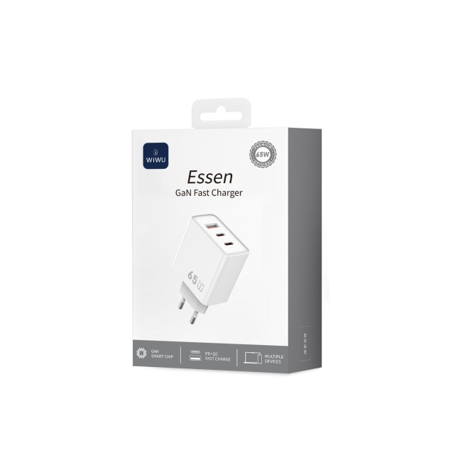 Cargador rápido PD GaN de 65 W con USB-A y 2 USB-C Essen