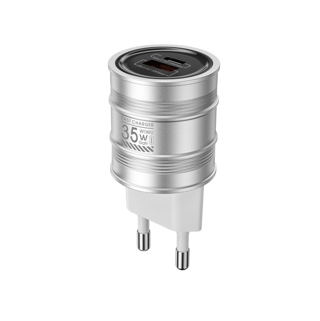 Barrel – Cargador Rápido GaN 35W PD (C+A) con Pantalla Digital