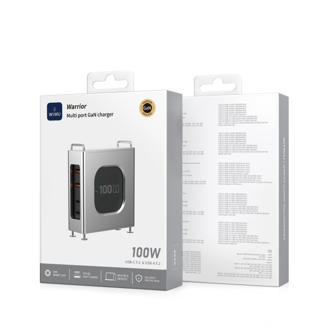 Warrior 100W GaN Fast Charger – 2C+2A – EU Plug