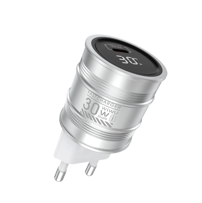 GaN Barrel 30W Fast Charger with Digital Display EU Plug