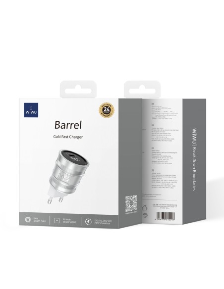 Barrel – Cargador Rápido GaN 30W PD con Pantalla Digital