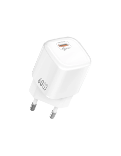 Cargador rápido GaN de 60 W con USB-C AVS (Blanco)
