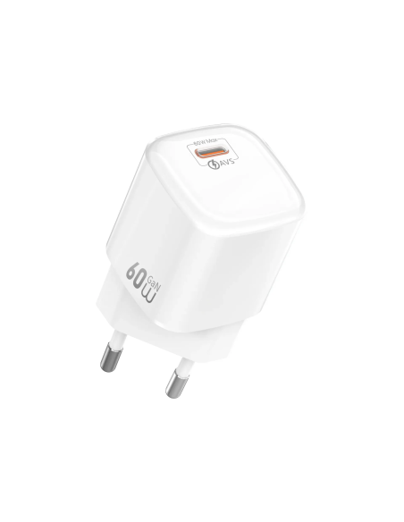 Cargador rápido GaN de 60 W con USB-C AVS (Blanco)