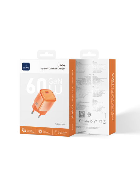 Cargador rápido GaN de 60 W con USB-C AVS (Naranja)