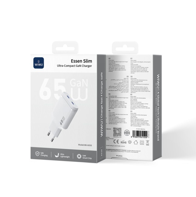 Cargador ultracompacto PD GaN de 65 W con 2 USB-C Essen