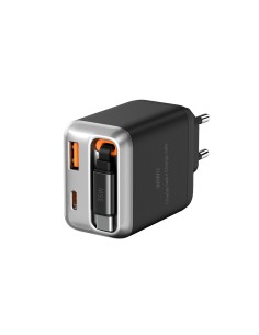 35 W GaN PD Fast Charger with USB-A, USB-C and 70 cm Retractable USB-C Cable Helix 2