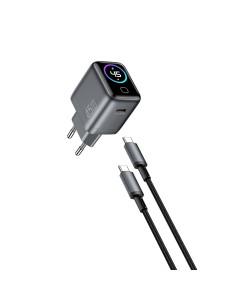 Cargador USB-C de 45 W con pantalla digital y cable USB-C a USB-C Voyager (Gris espacial) 2
