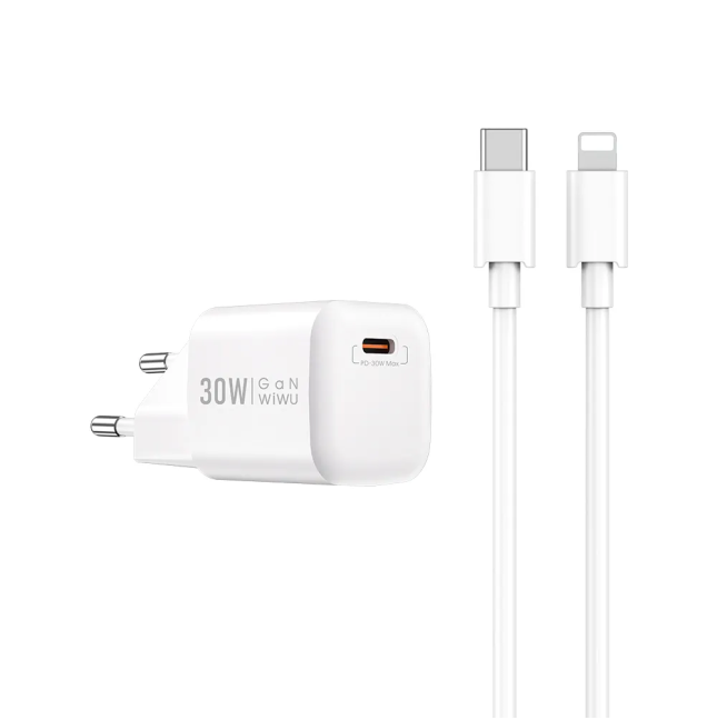 Cargador nano GaN de PD 30W con Cable C-L
