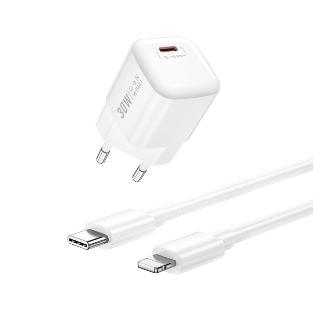 Cargador nano GaN de PD 30W con Cable C-L