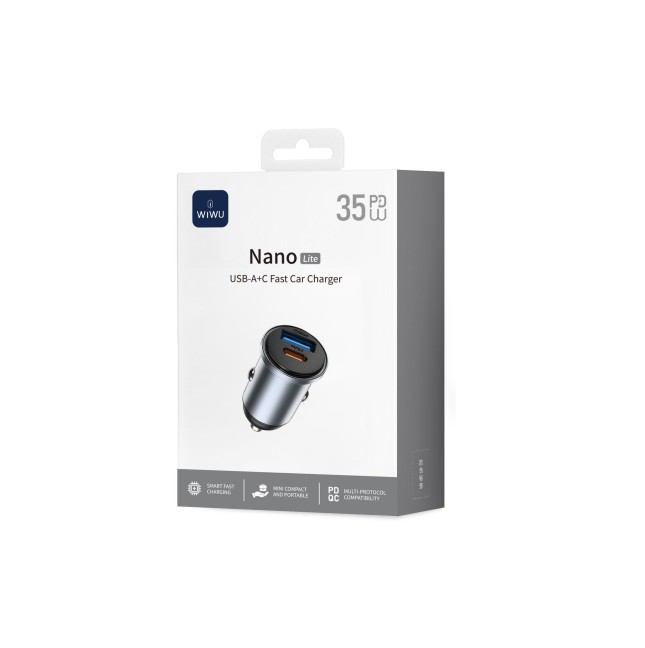 Cargador de coche USB-A y USB-C de 35W Nano Lite