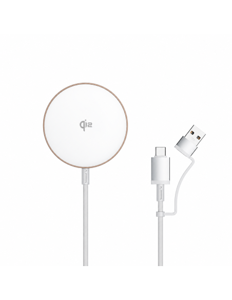 Qi 2.0 Wireless Charger with USB-A and USB-C