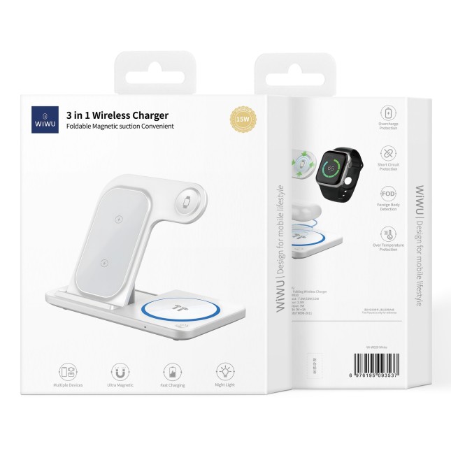 Cargador inalámbrico plegable 3 en 1 15 W