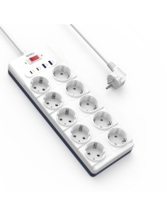 14-in-1 GaN Power Strip – 20W with 2 USB-C Ports, 2 USB-A Ports and 10 AC Outlets, European Plug, 2M Cable 2